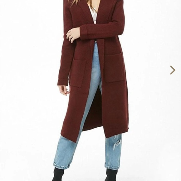 Forever 21 Deep Red Hooded Cardigan - Picture 5 of 14